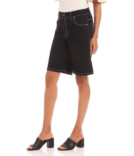 Karen Kane Stretch Denim Bermuda Shorts Product Image