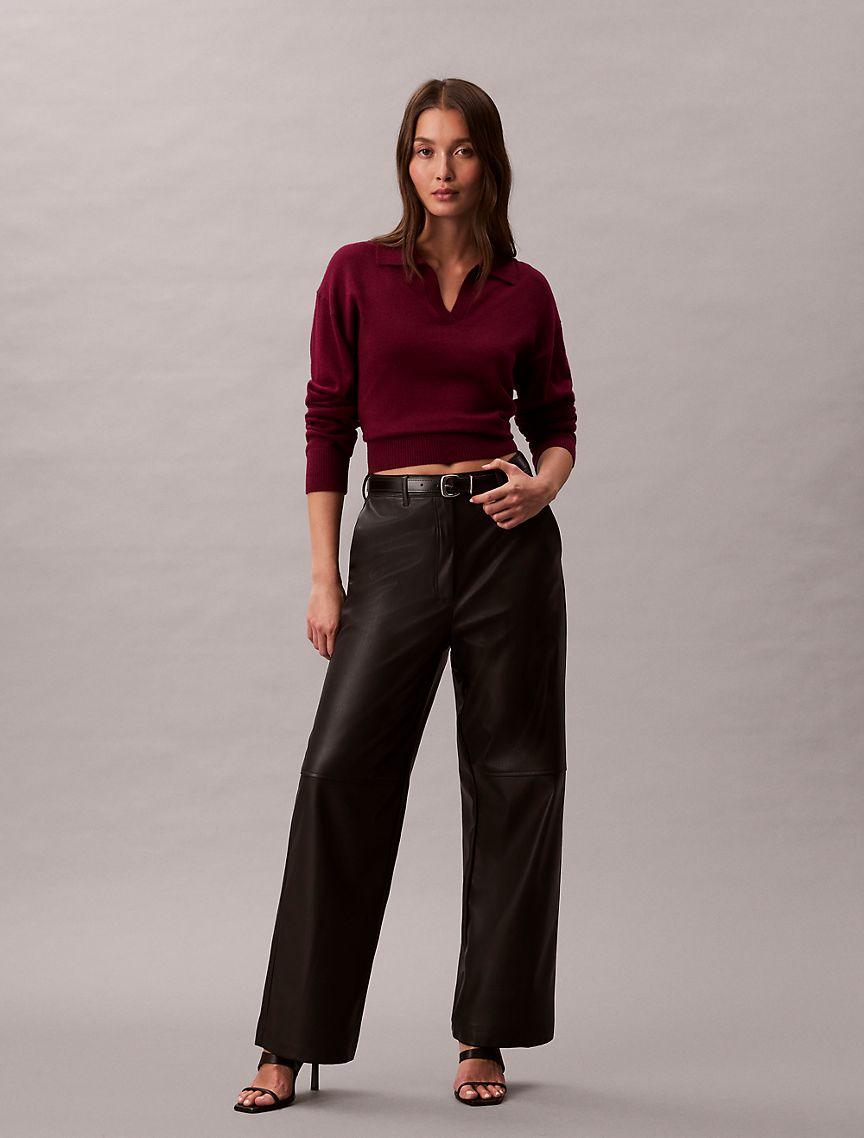 Merino Wool Blend Relaxed Polo Sweater Product Image