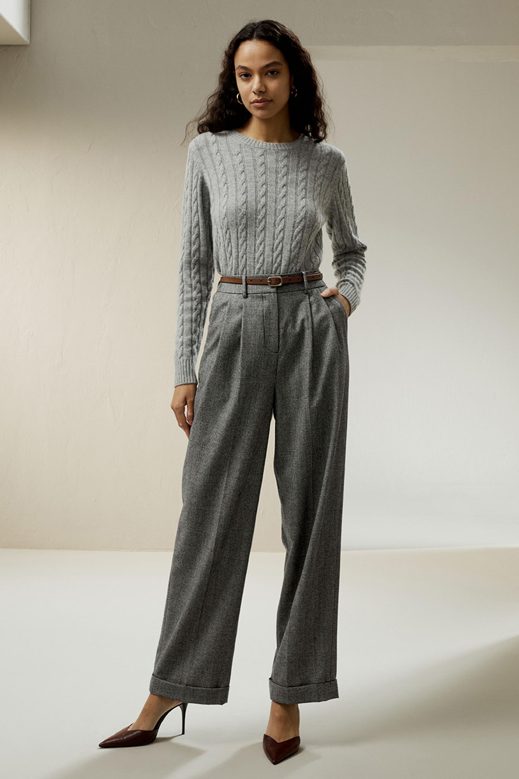 LILYSILK Woolen Pullover - for Women - Camel Cashmere-Wool Blend - Comfortable Ribbed Edges Sweater L Product Image