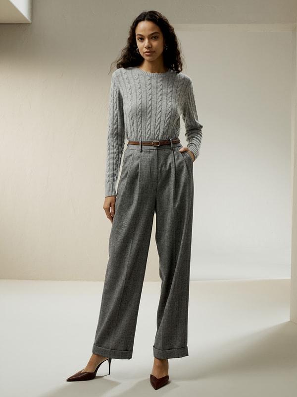 Wide leg wool-flannel suit trousers Product Image