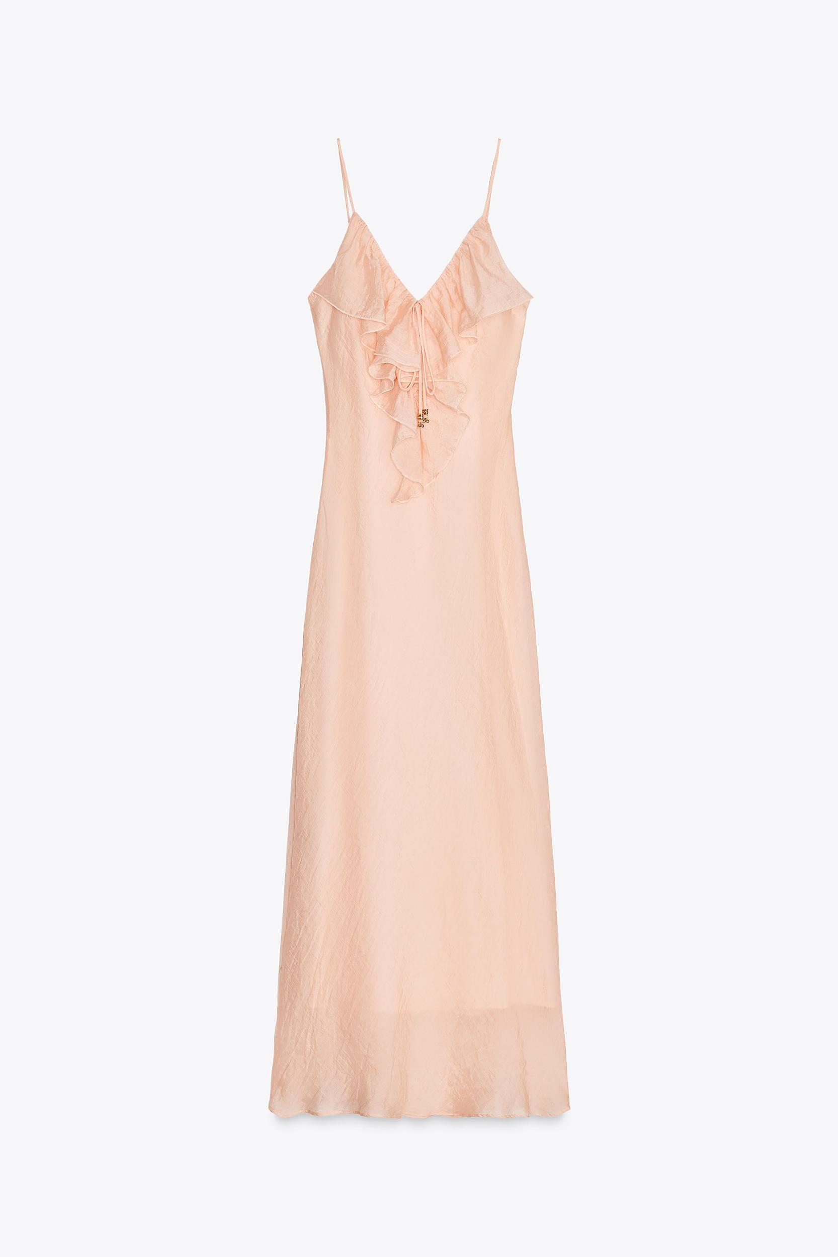 RUFFLED MIDI SLIP DRESS Product Image