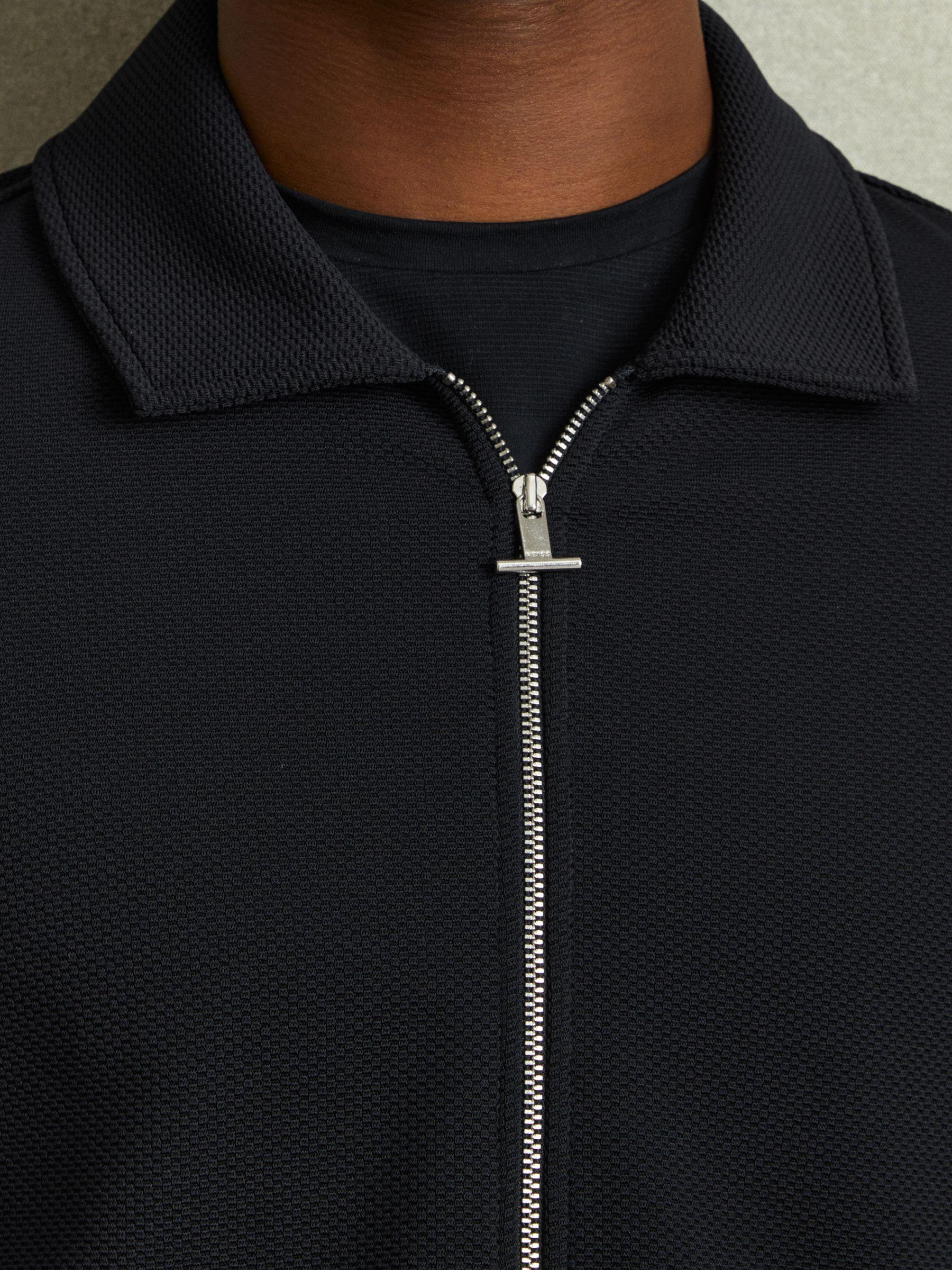 Textured Zip-Through Overshirt in Navy Product Image