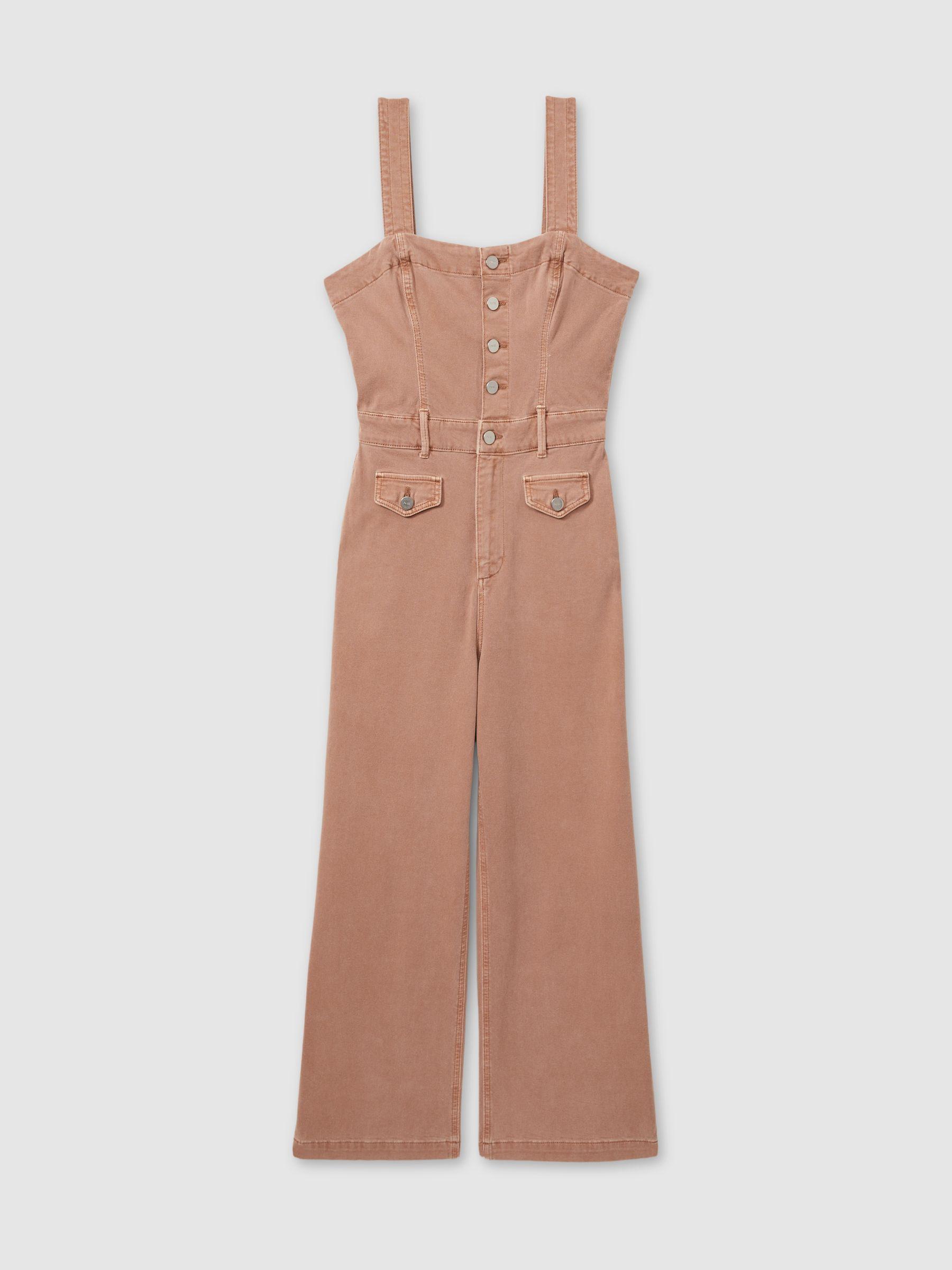 Anessa Rose Paige Rose Cropped Denim Wide Leg Jumpsuit Product Image
