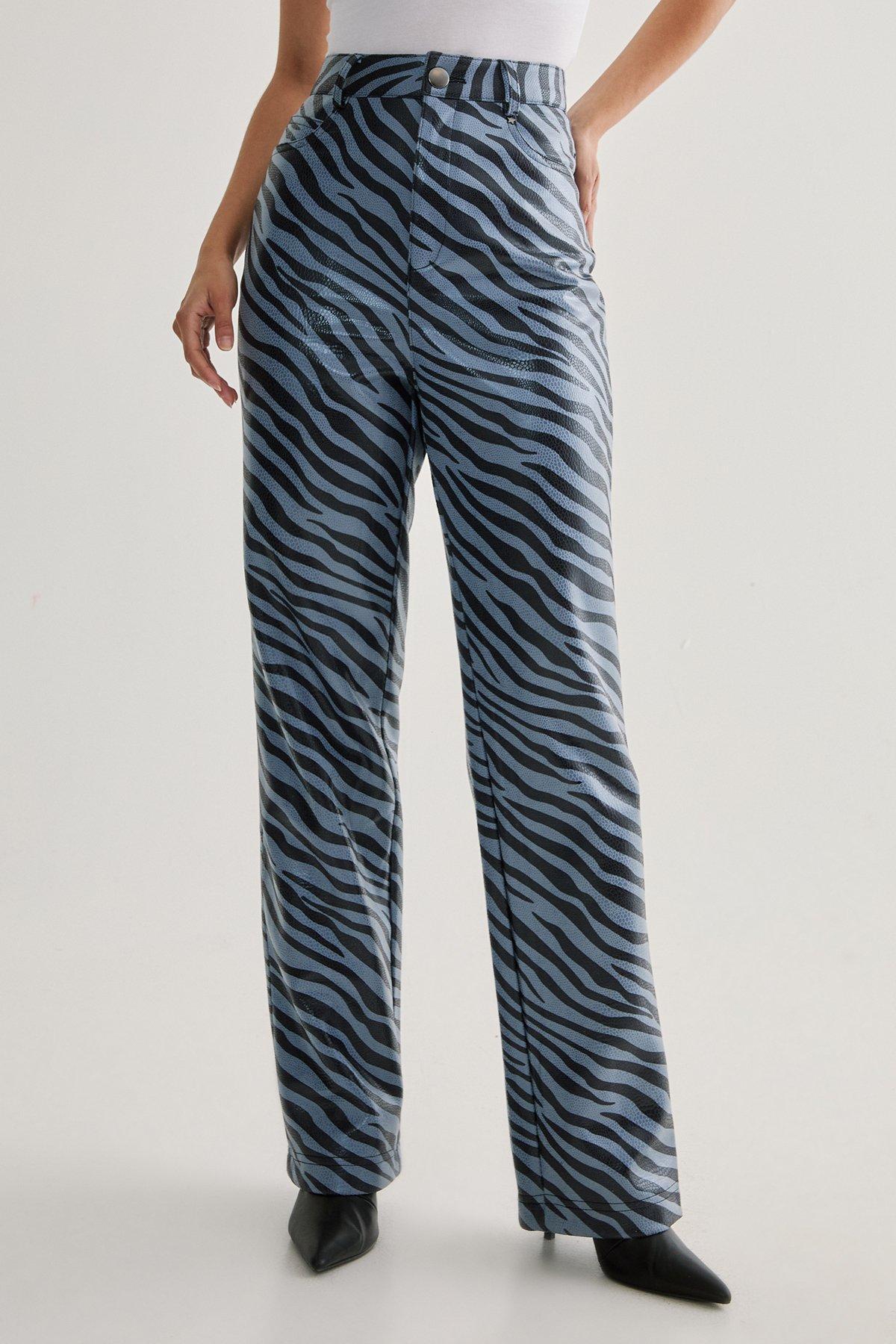 Blue Zebra Faux Leather Pant Product Image