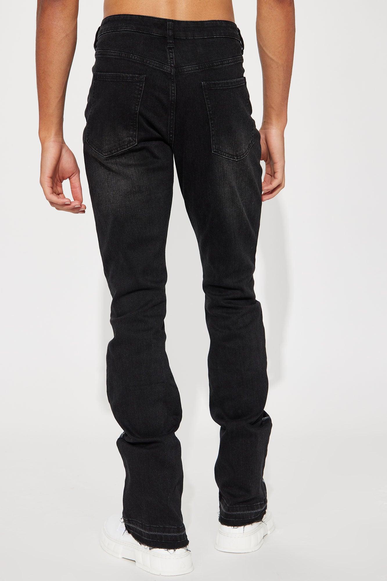 Paint The Town Stacked Skinny Flare Jeans - Black Product Image