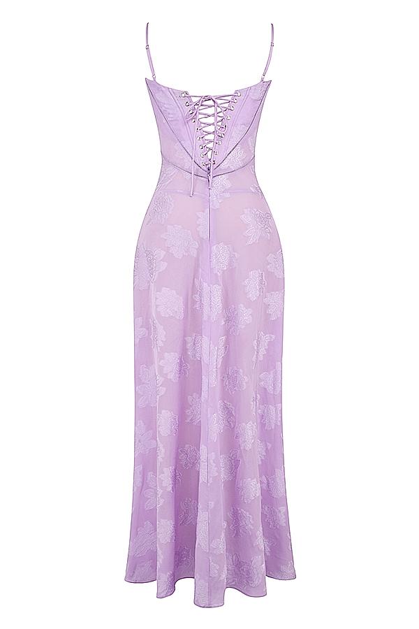 Seren  orchid floral lace back maxi dress Product Image
