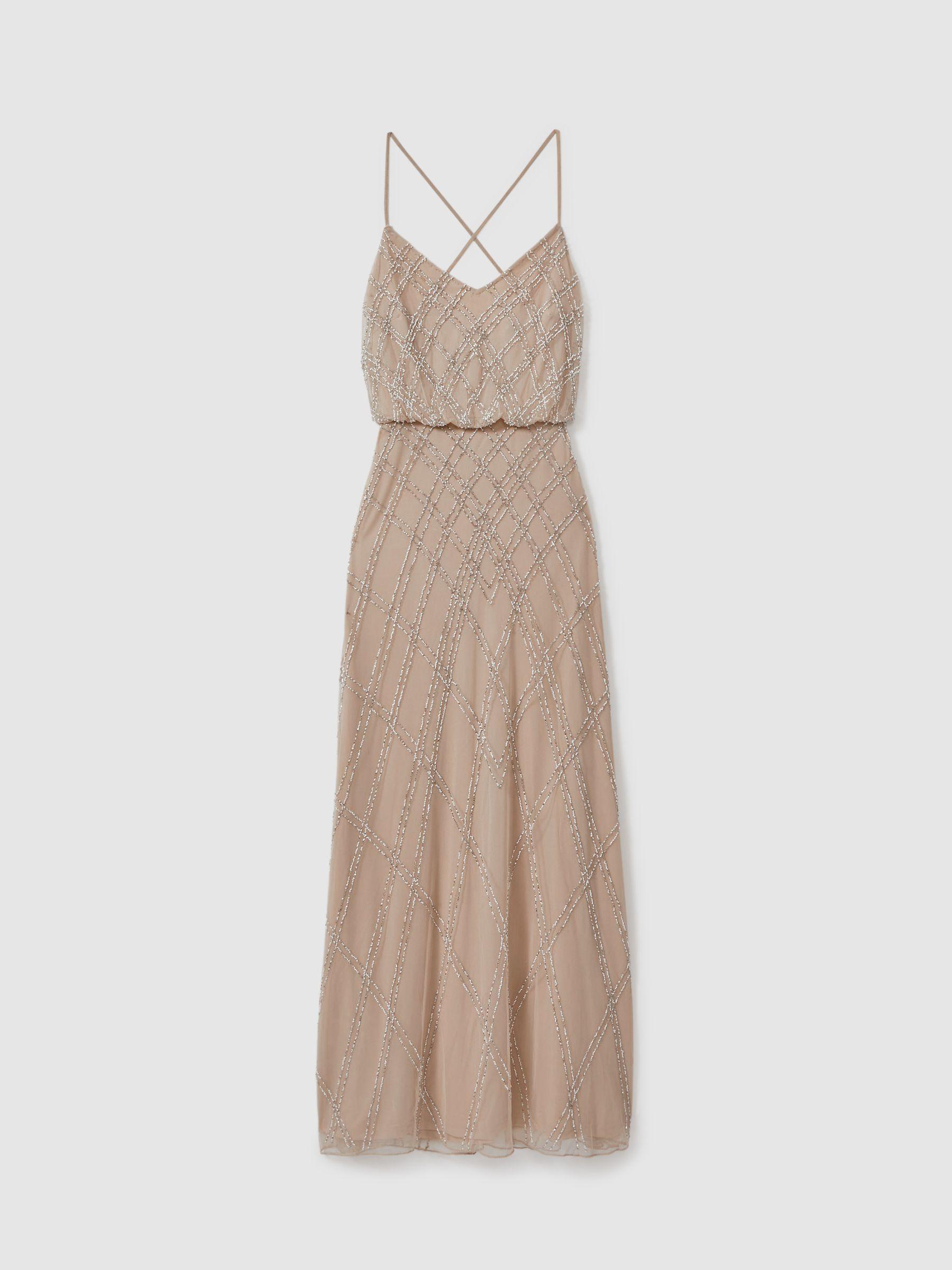 Raishma Embellished Maxi Dress in Nude Product Image