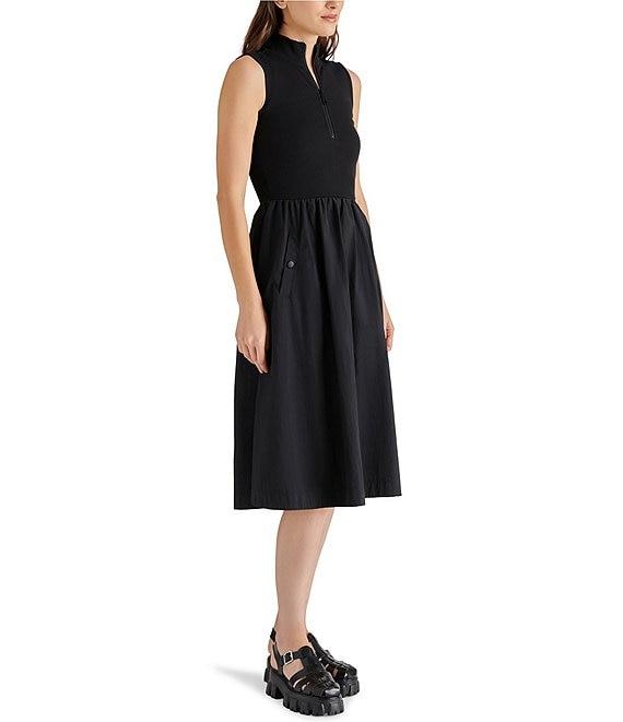 Steve Madden Berlin Mock Neck Half Zip Sleeveless Midi Dress Product Image