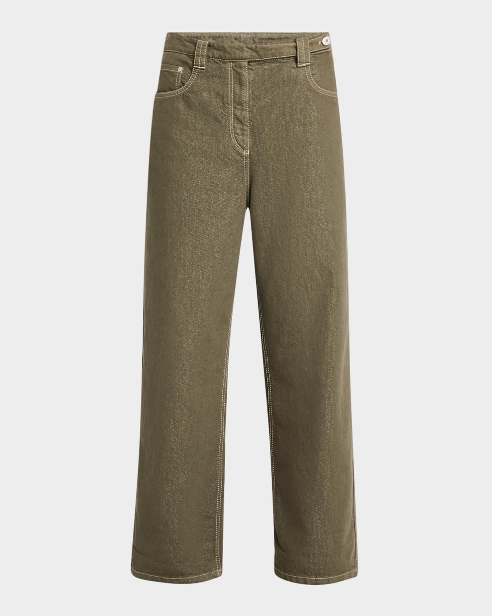 Metallic Garment Dye Straight-Leg Ankle Jeans Product Image