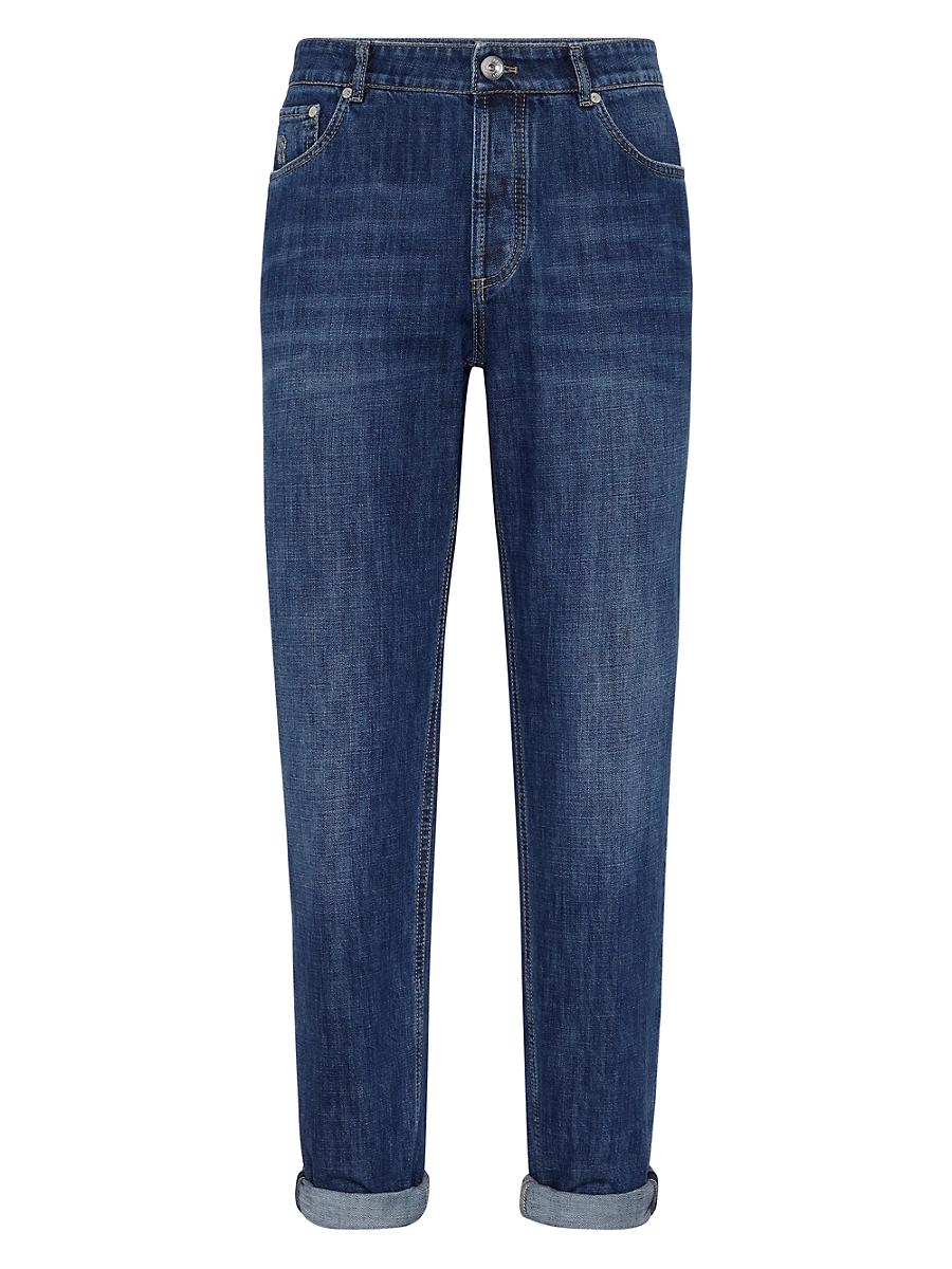 Mens Lightweight Denim Traditional Fit Five Pocket Jeans Product Image