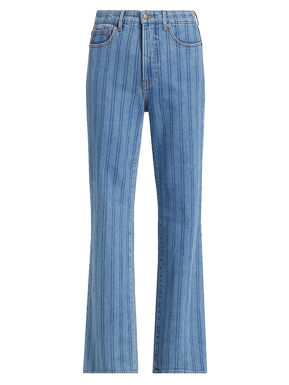 Womens Crosbie Striped Wide-Leg Jeans Product Image