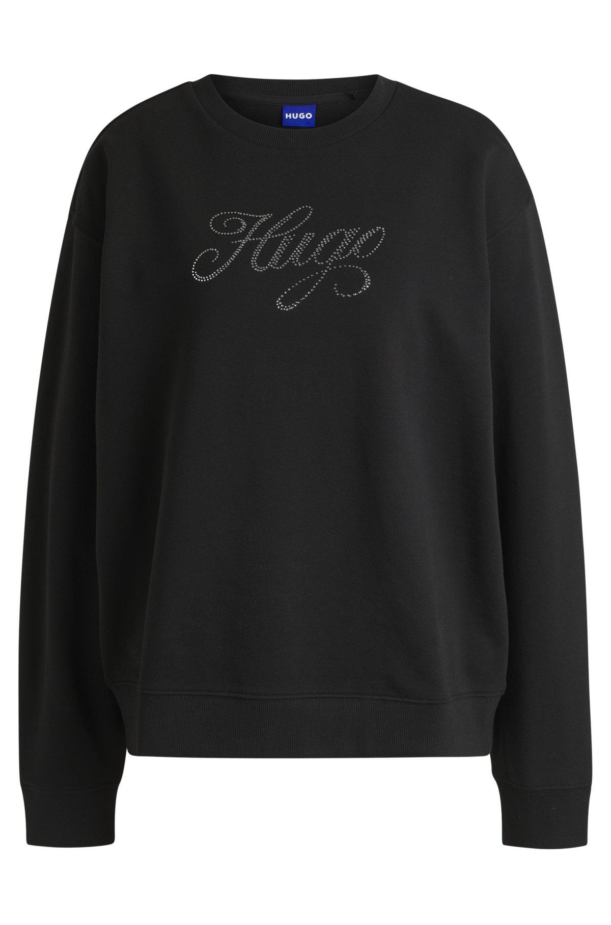 HUGO - Oversize-fit sweatshirt in cotton terry with logo artwork - Light Grey Product Image