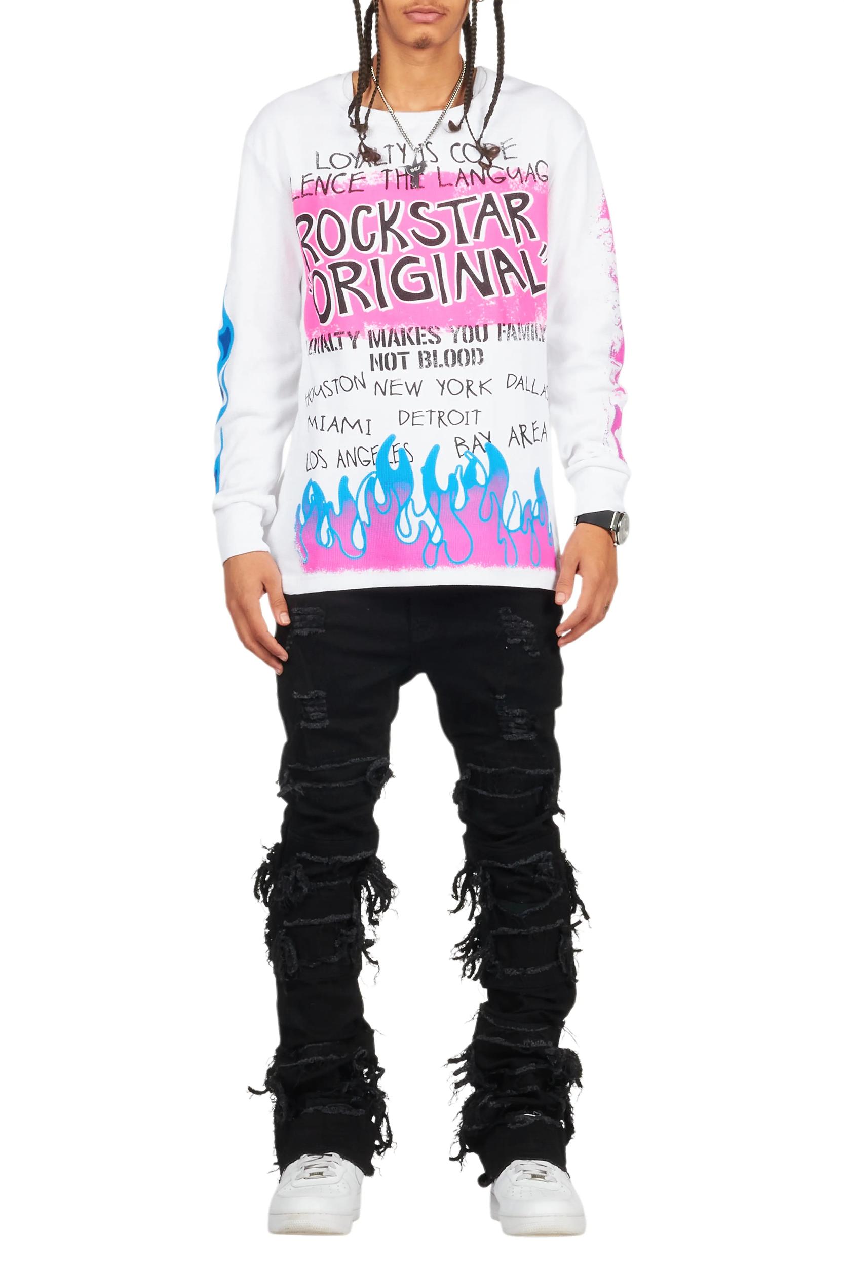 Vasco Jet Black Stacked Flare Jean Male Product Image