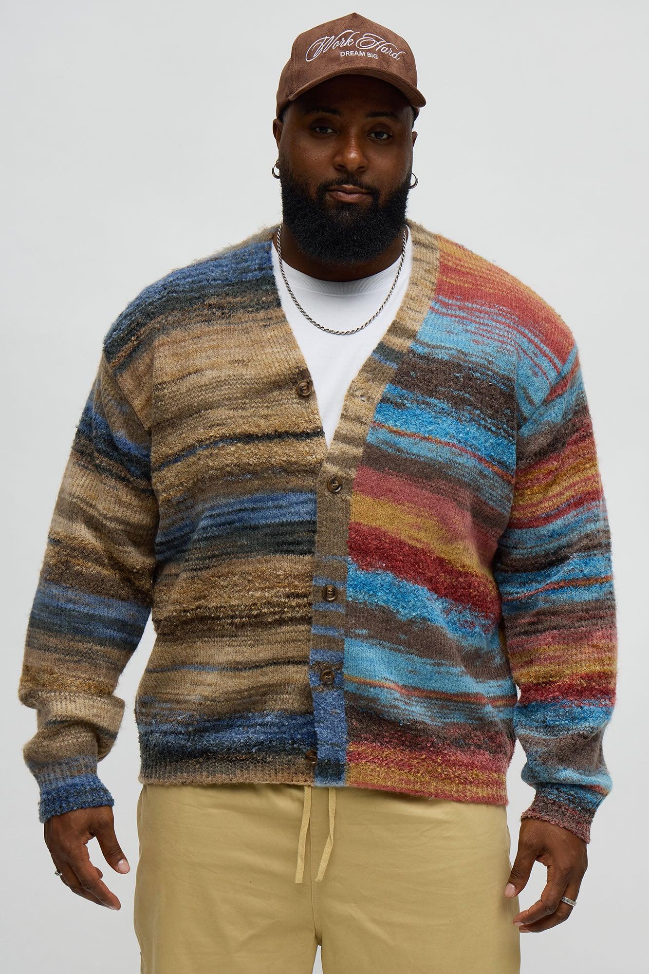 Cameroonian Textured Cardigan - Brown/combo Male Product Image