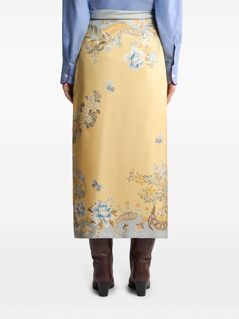 floral-print silk midi skirt Product Image
