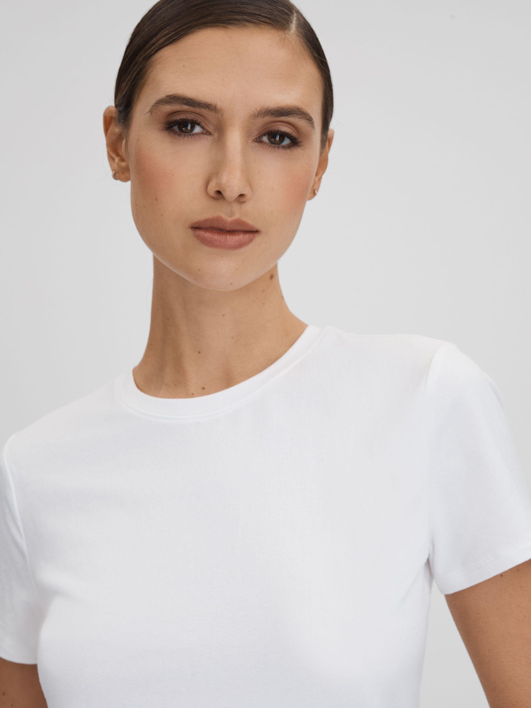 Good American Cotton Crew-Neck T-Shirt in White Product Image