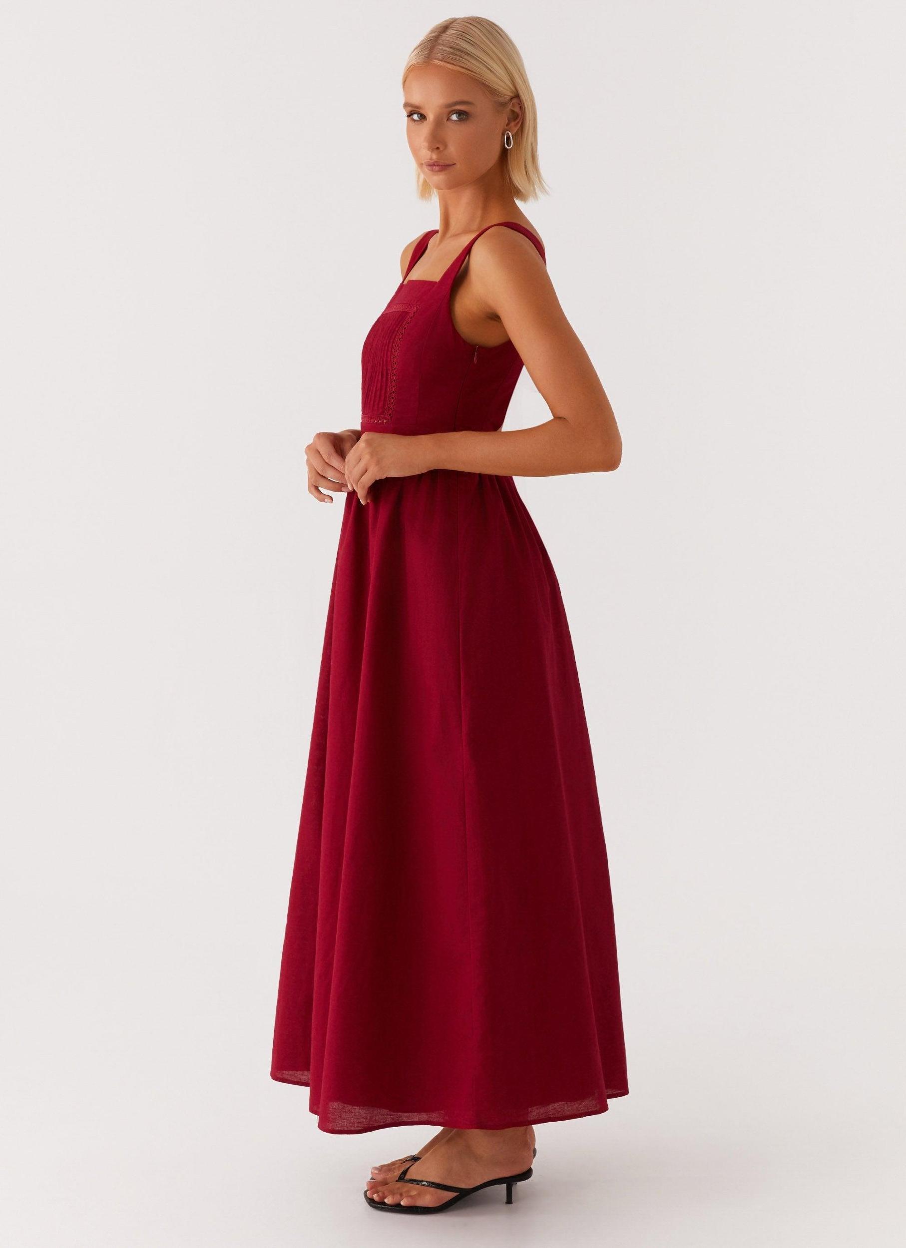 Brylin Linen Midi Dress - Red Product Image