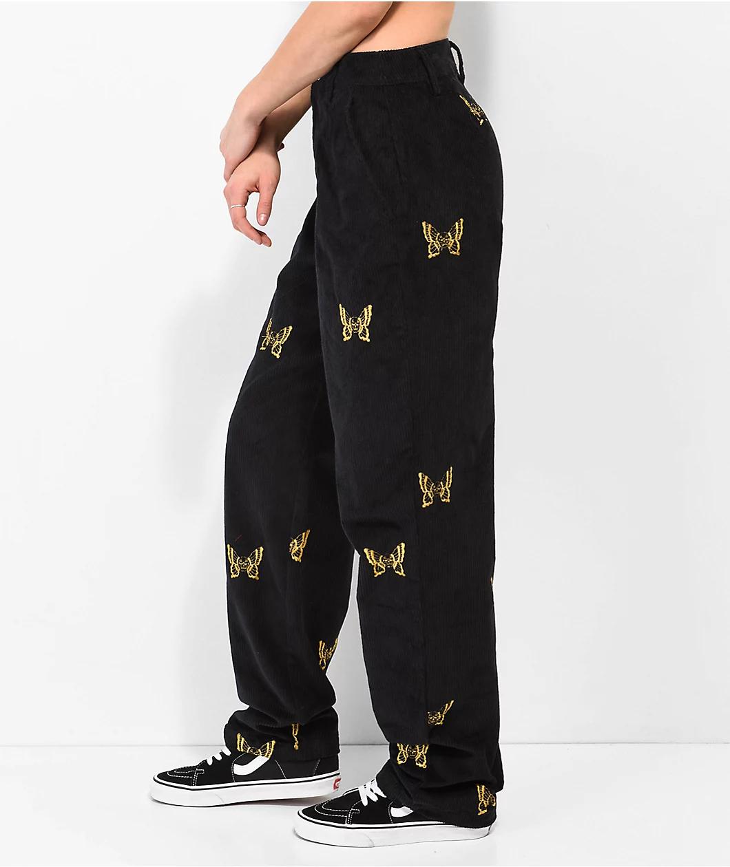 Lurking Class by Sketchy Tank Mariposa Black & Yellow Corduroy Pants Product Image