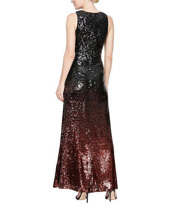 Alex Evenings Keyhole Neck Sleeveless Ombre Sequin Sheath Dress Product Image