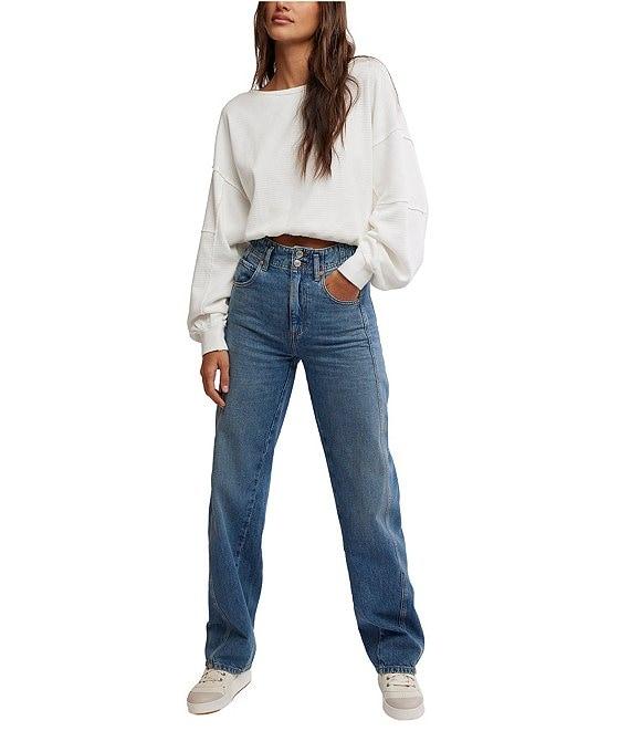 Free People We The Free Aster Straight Leg Denim High Rise Jeans Product Image