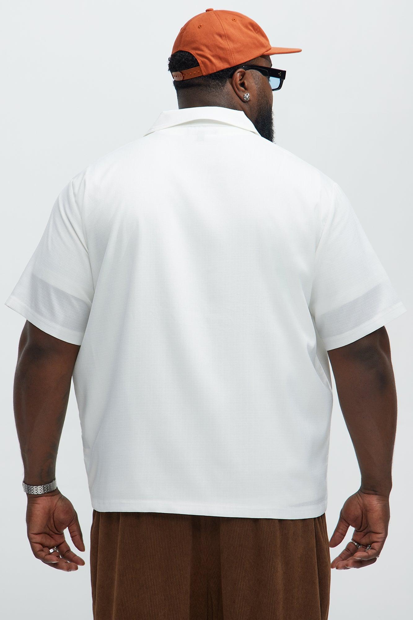 Desert Embroidered Cuban Collar Button Up - White Product Image