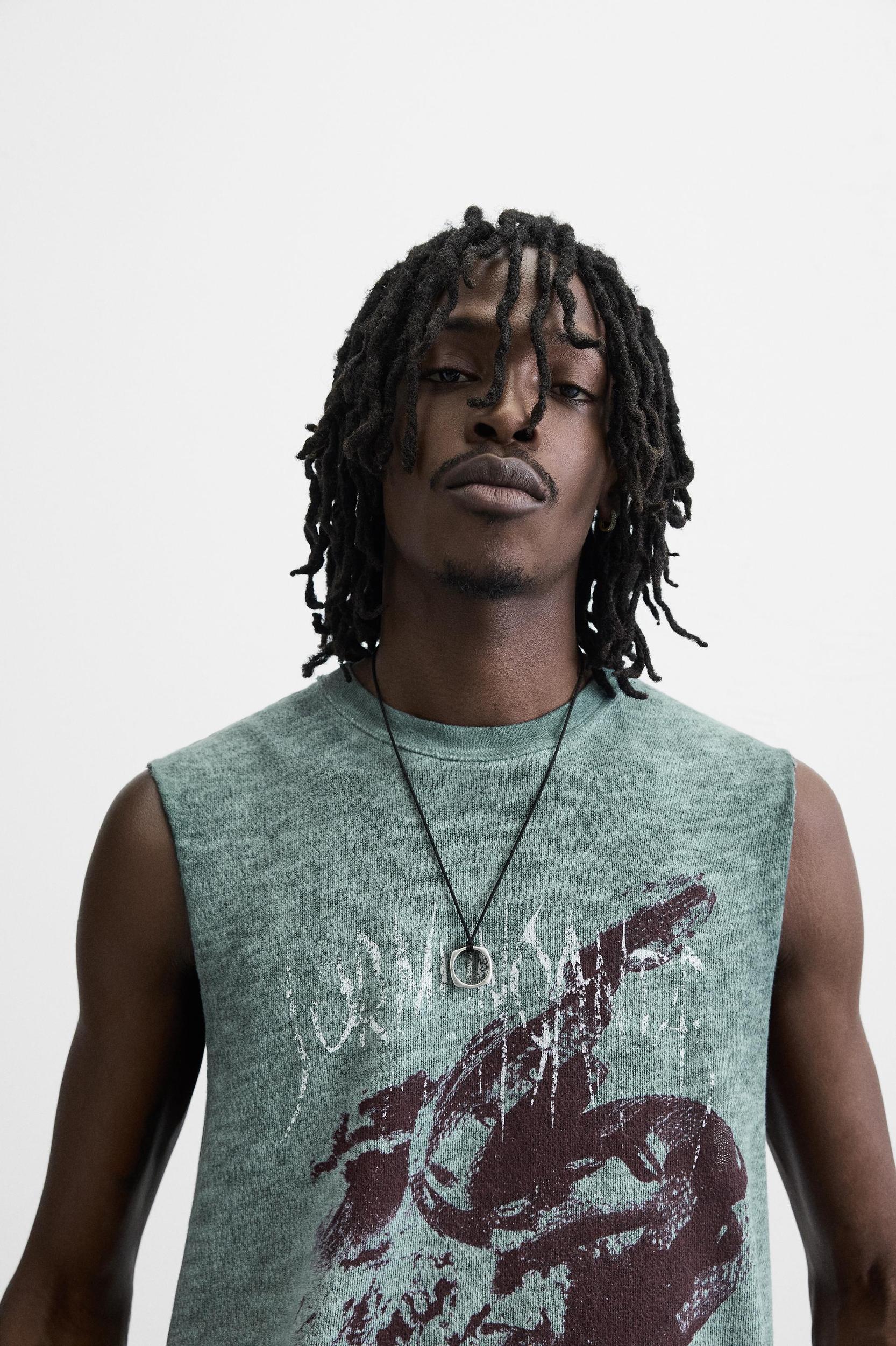 WASHED PRINT KNIT T-SHIRT Product Image