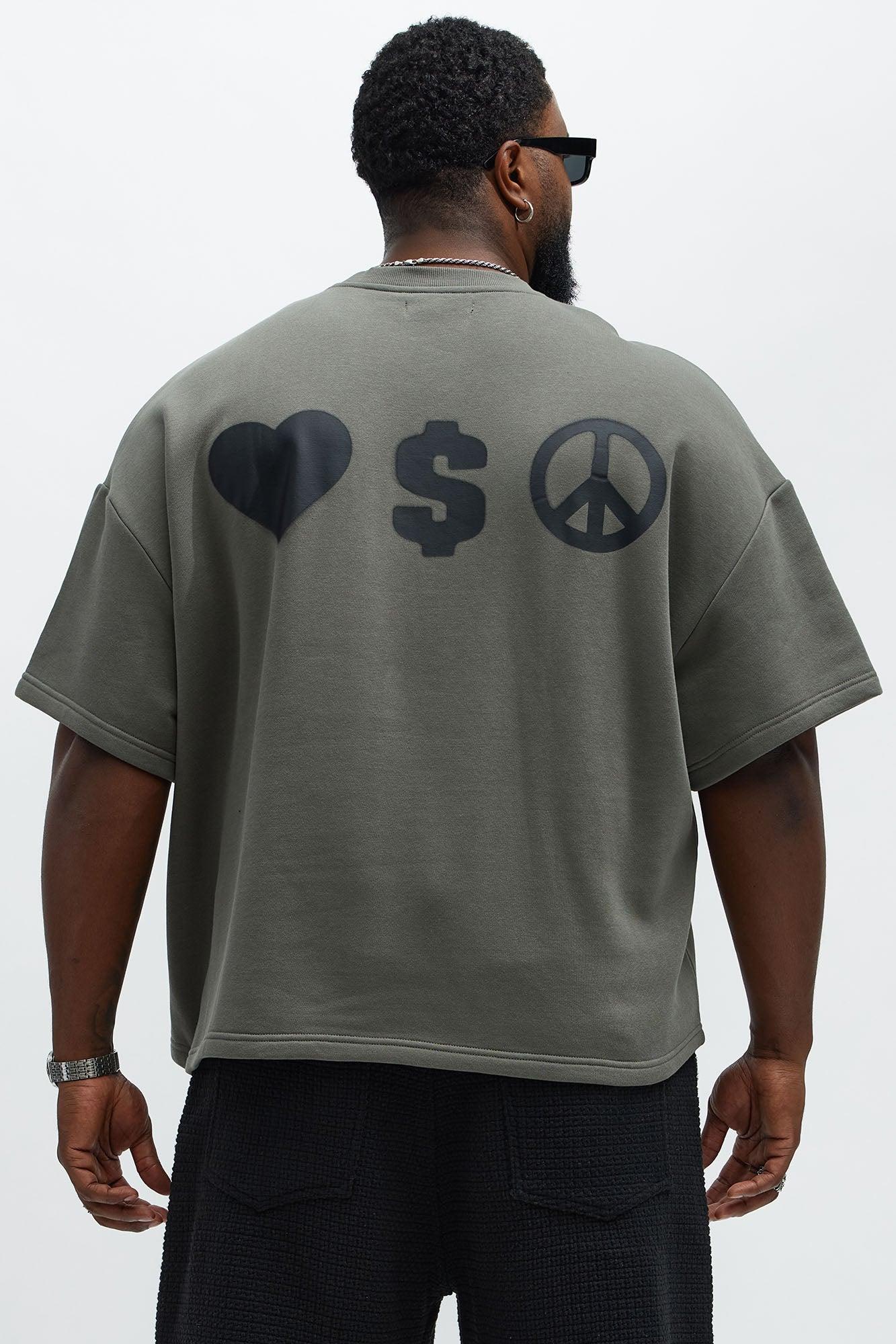 Tyson Oversized Spray Paint Short Sleeve Tee - Dark Grey Male Product Image