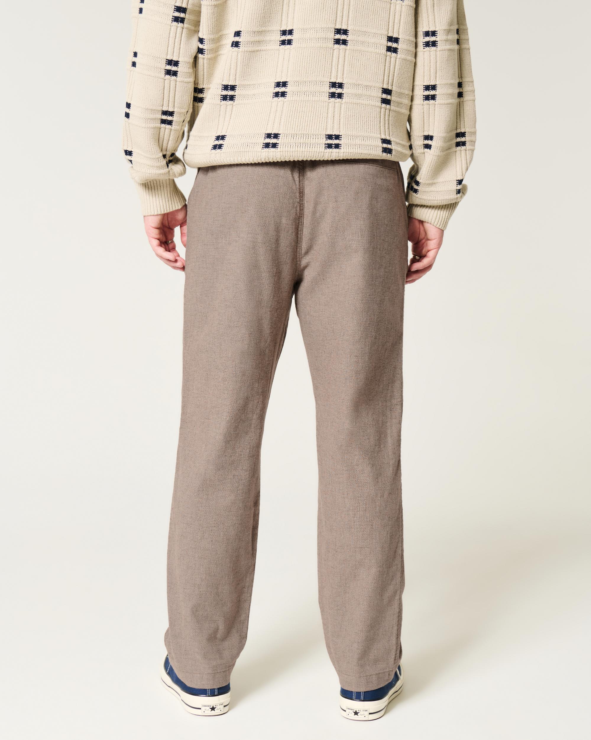 Linen-Blend Loose Pull-On Pants Product Image