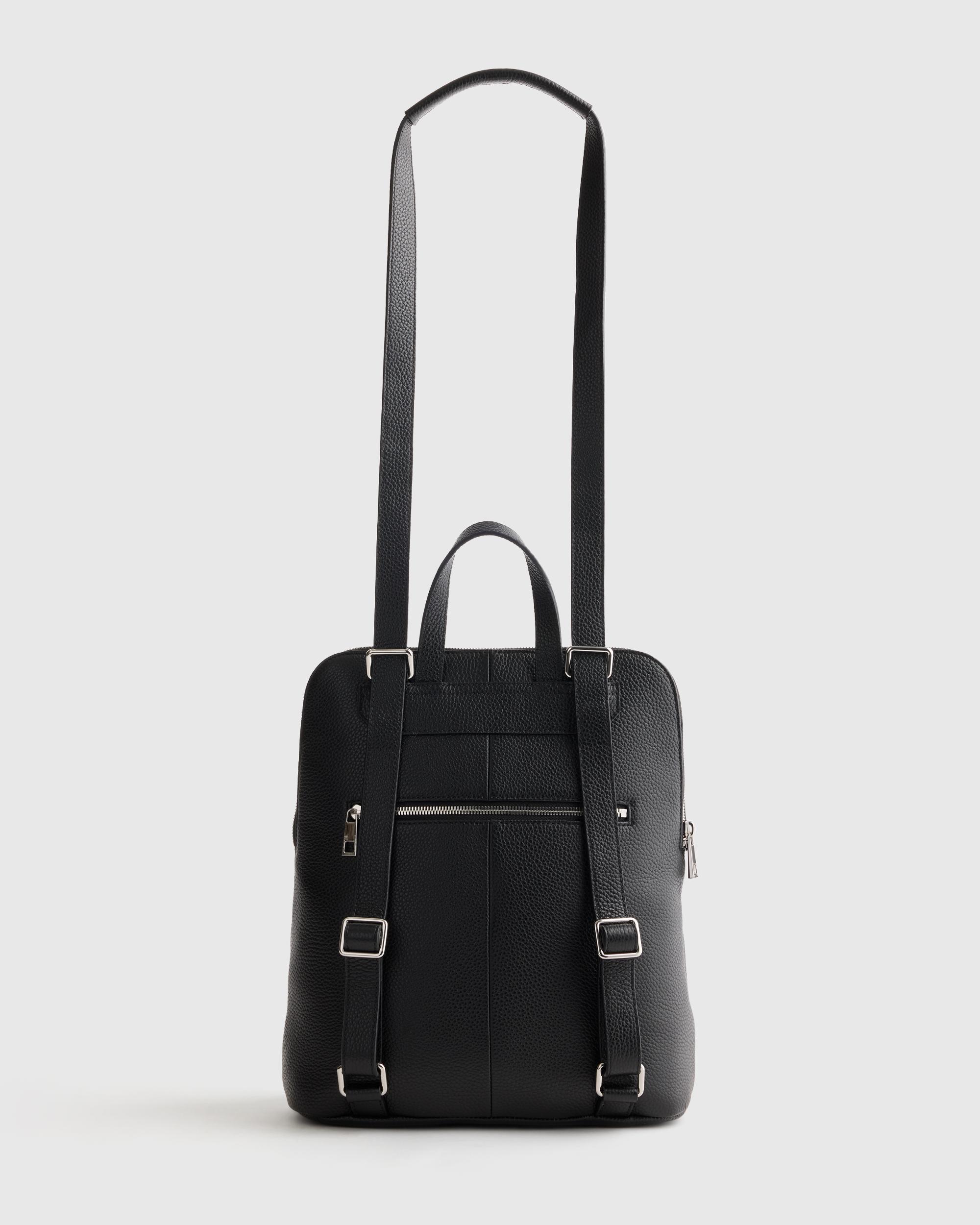 Quince | Women's Italian Leather Convertible Backpack in Black Product Image