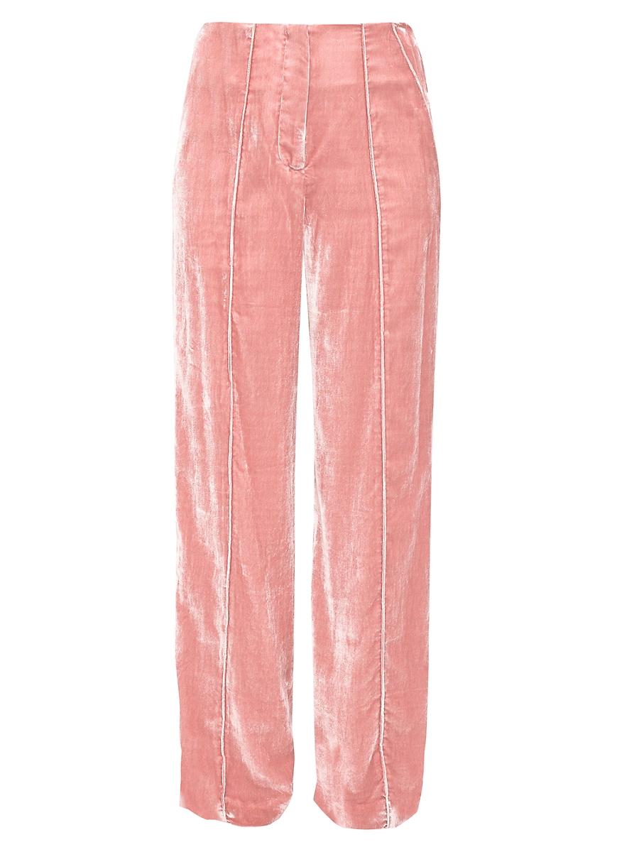 Womens Fiona Velvet Straight Leg Trousers Product Image