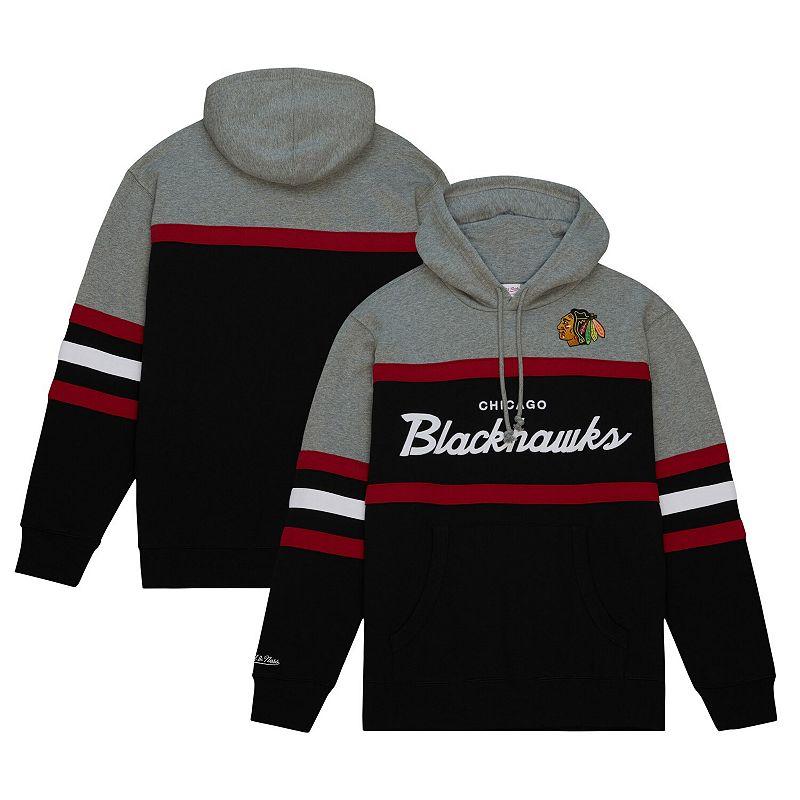 Men's Mitchell & Ness Black/Gray Chicago Blackhawks Head Coach Pullover Hoodie, Size: Small Product Image