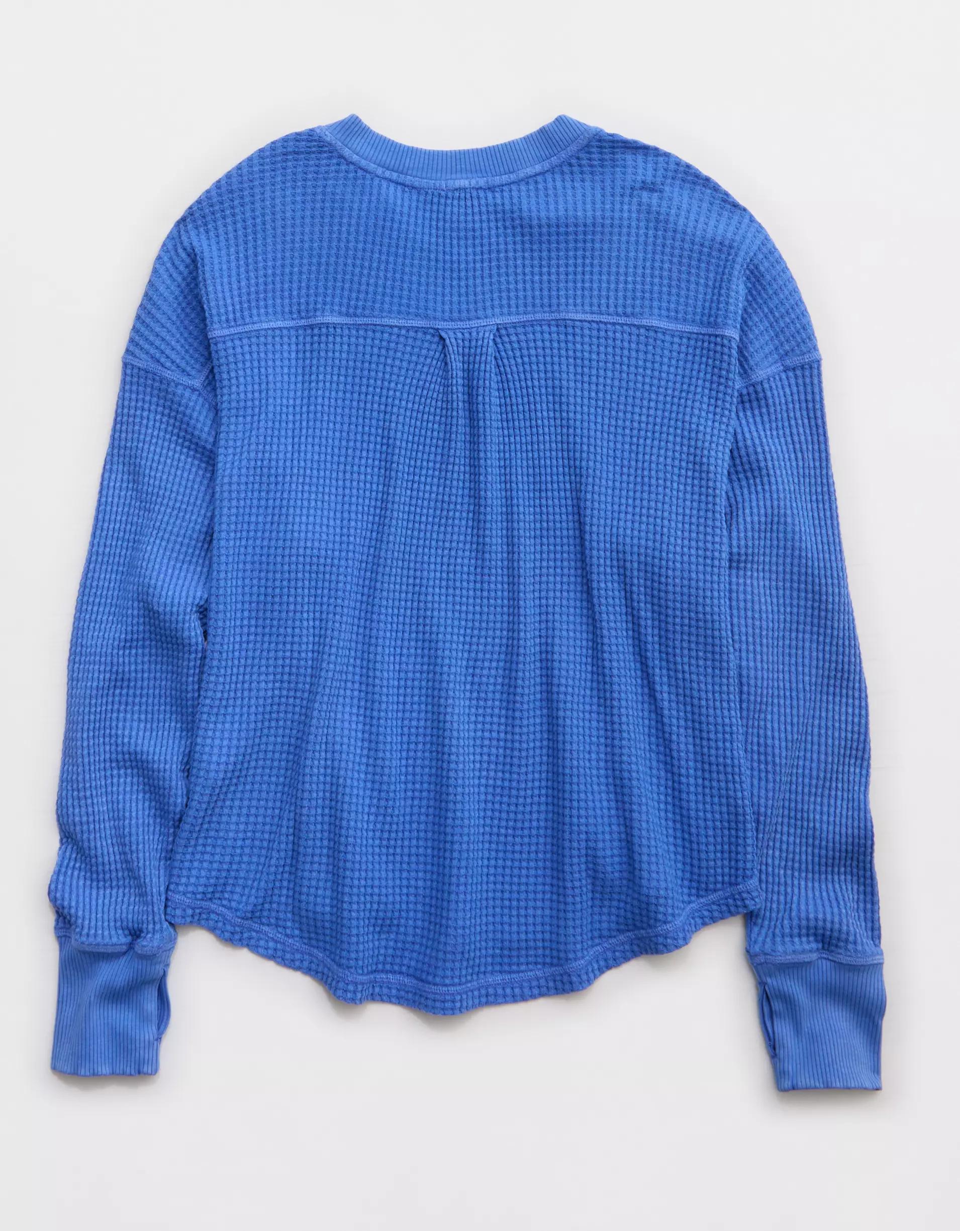 OFFLINE By Aerie Wow! Waffle Notch Neck Long Sleeve T-Shirt Product Image