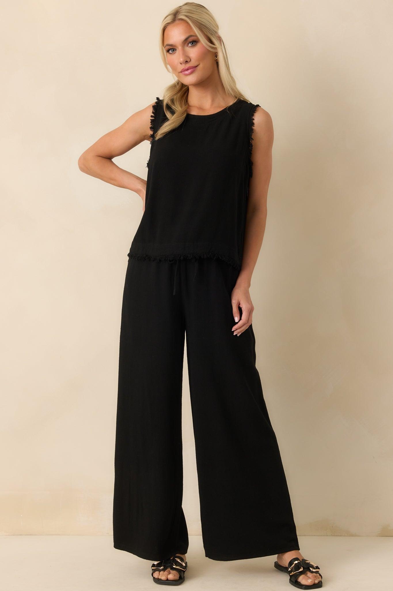 Neutral Nomad Black Linen Blend Pants Product Image