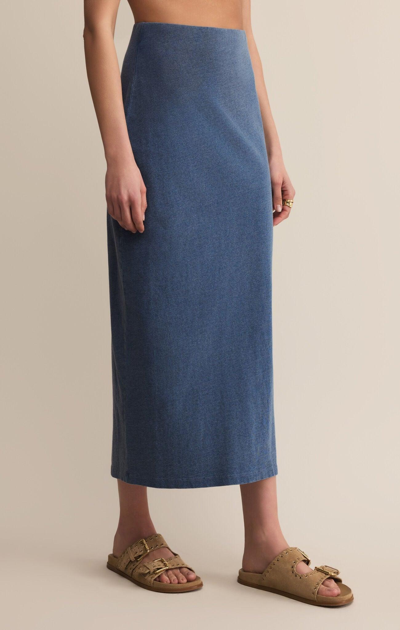 GAIL JERSEY DENIM MIDI SKIRT Product Image