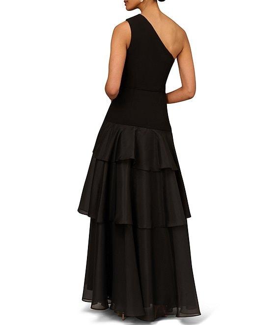Aidan Mattox One Shoulder Tiered Ruffled Ball Gown Product Image
