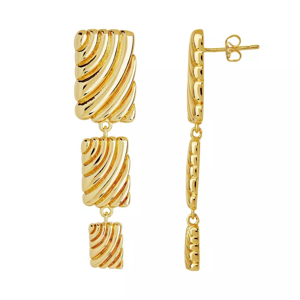 MC Collective Textured Square Linear Drop Earrings, Women's, Gold Tone Product Image