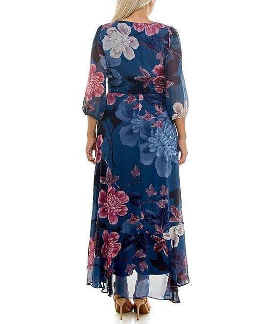 Moda Tara Plus Size Chiffon Floral Print Maxi Dress Product Image