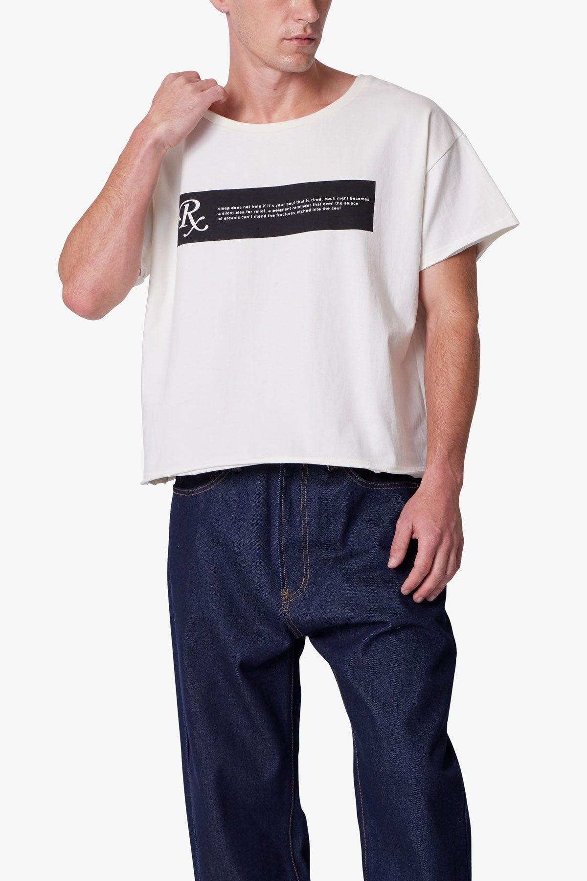 Distressed Wide Neck Tee - Antique White Product Image