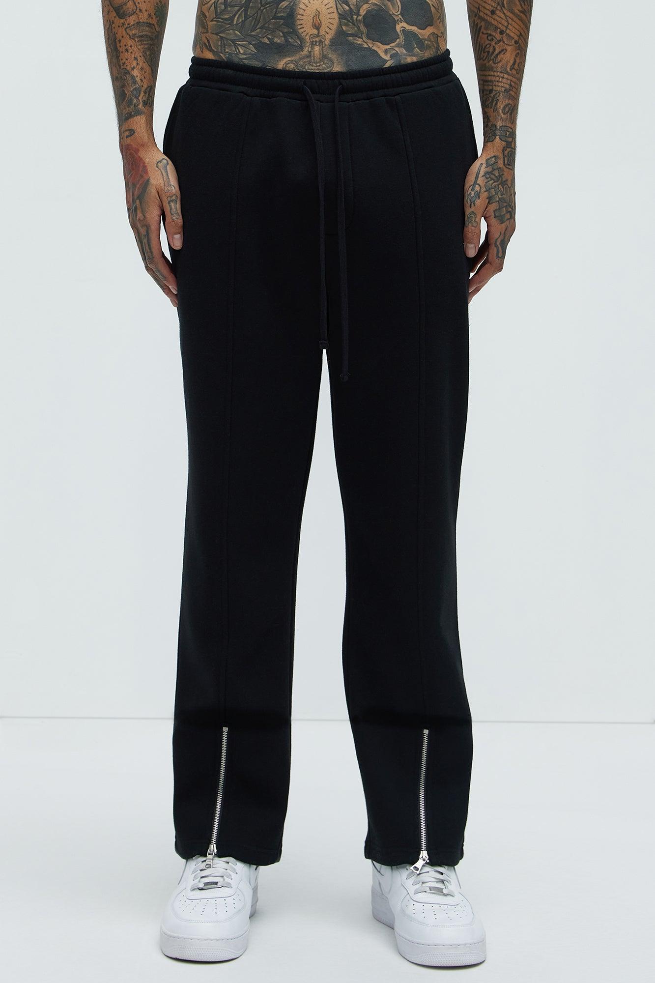 Tyson Elm Zip Hem Straight Sweatpants - Black Product Image
