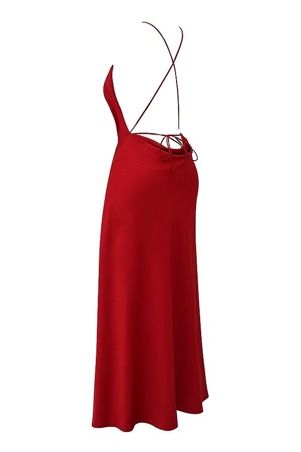 Zanab  red rose thigh slit maxi dress Product Image