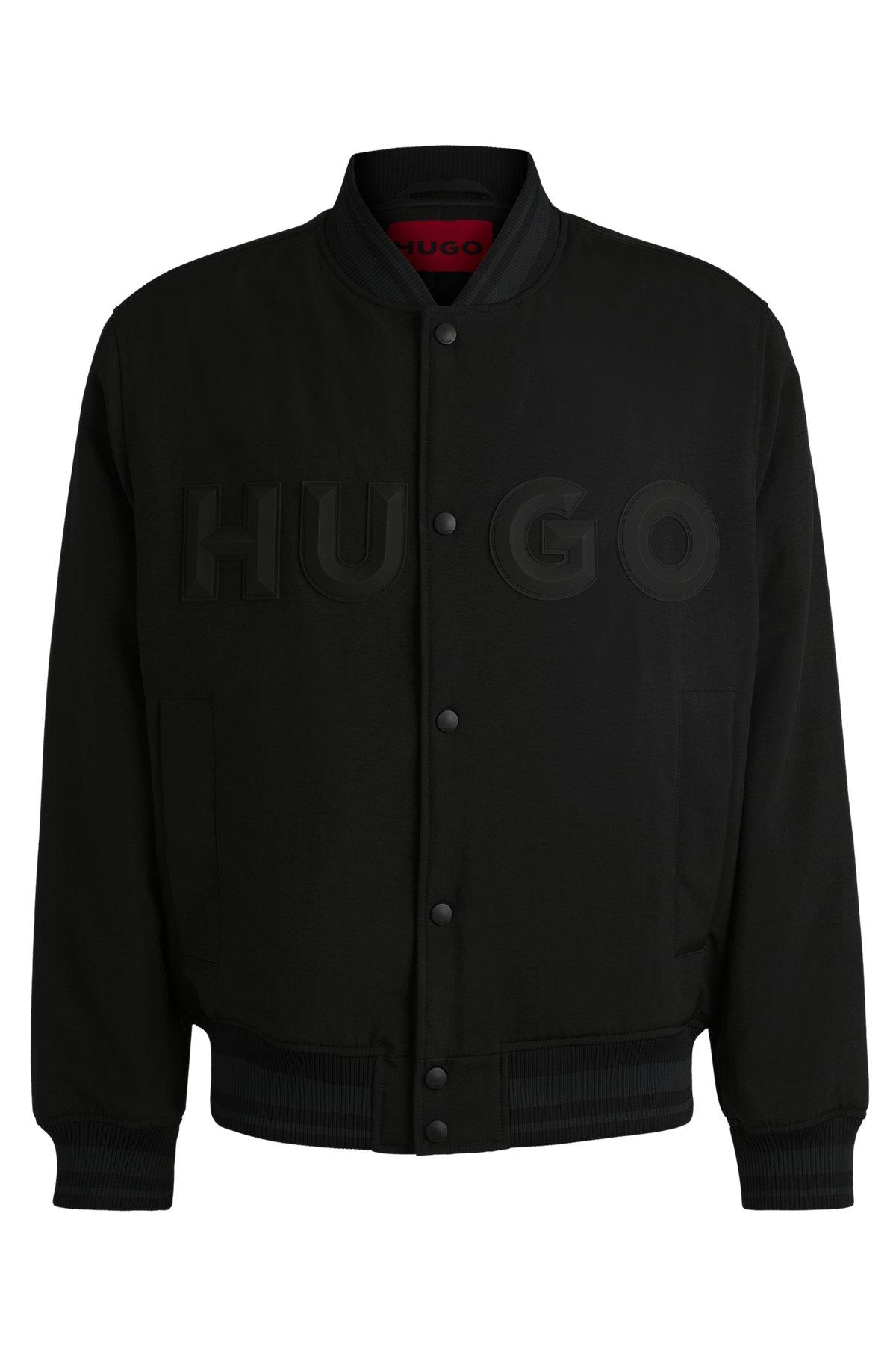 Water-repellent bomber jacket with rubberized logo Product Image
