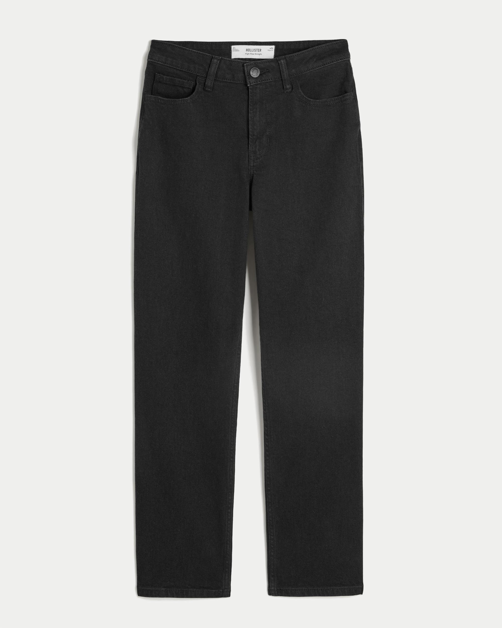 High-Rise Black Straight Jeans Product Image