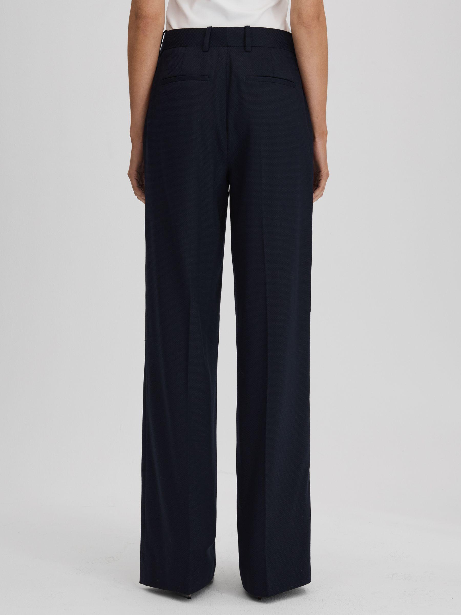 Wool Blend Wide Leg Suit Trousers in Navy Product Image