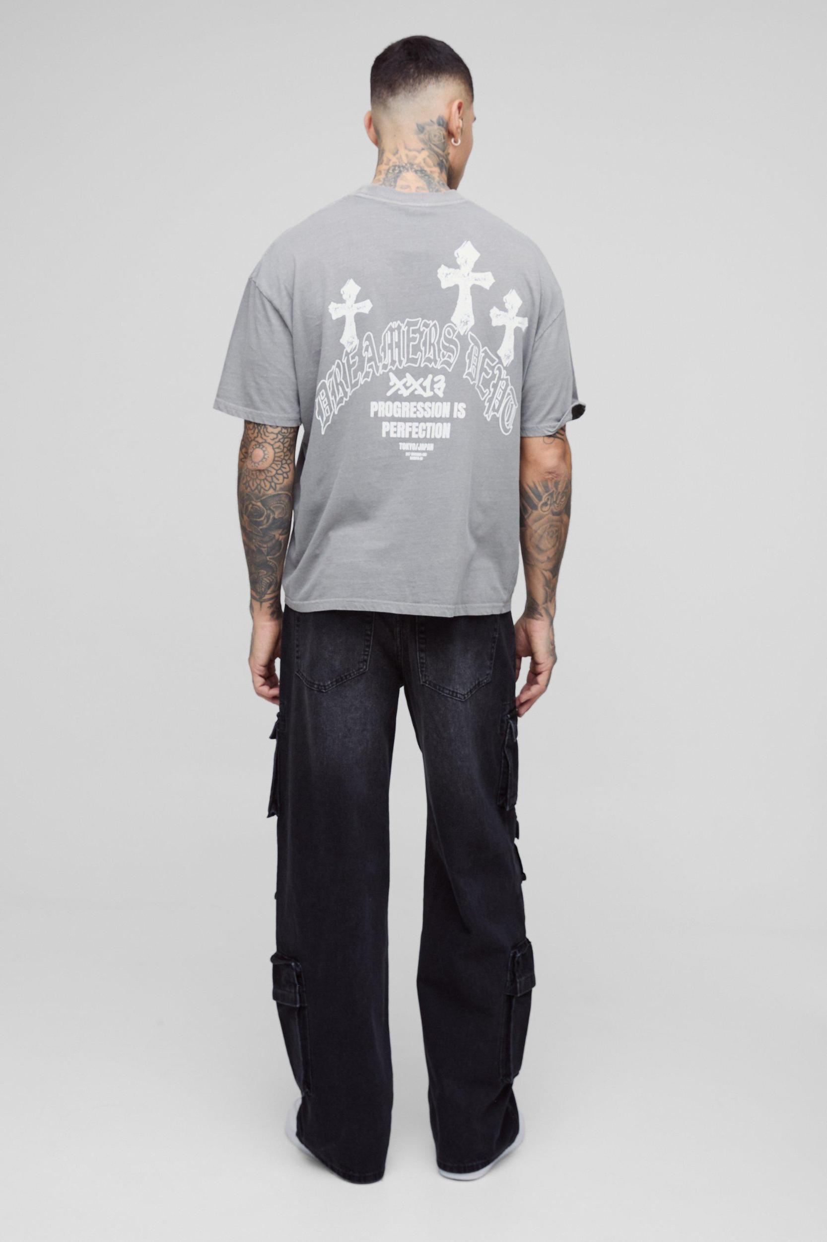 Tall Extreme Cargo Baggy Flared Jeans | boohooMAN USA Product Image