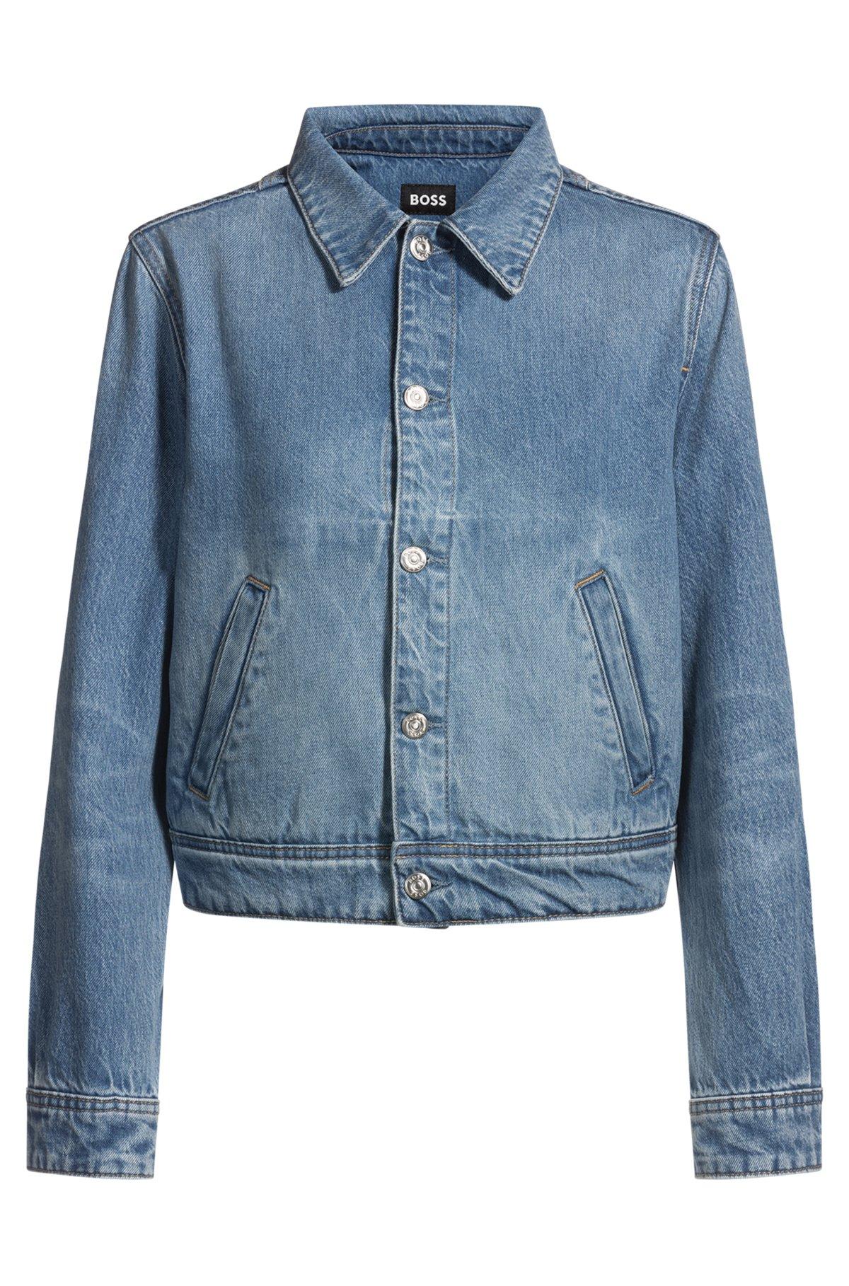 Straight-fit jacket in blue rigid denim Product Image
