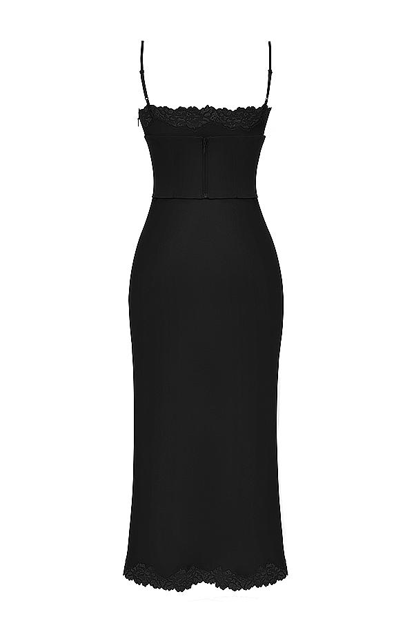 Salma  black satin slip dress Product Image