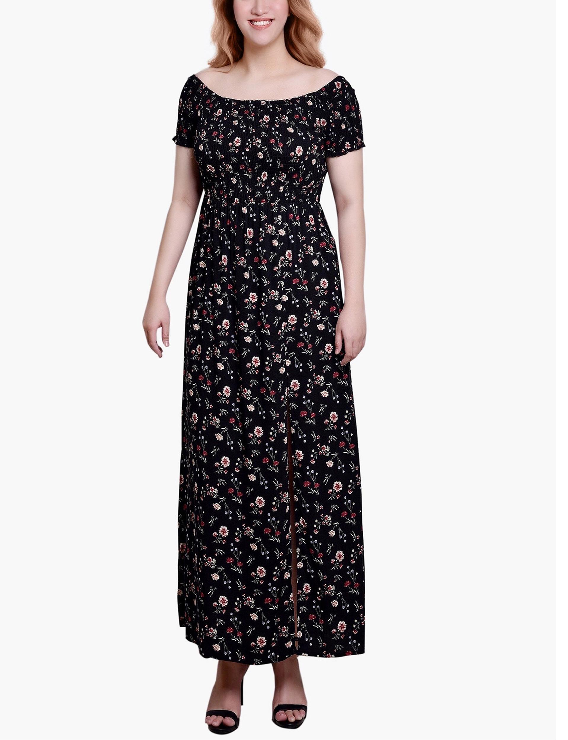 Black Mauve Stemflrl Smocked Bodice Maxi Dress Product Image