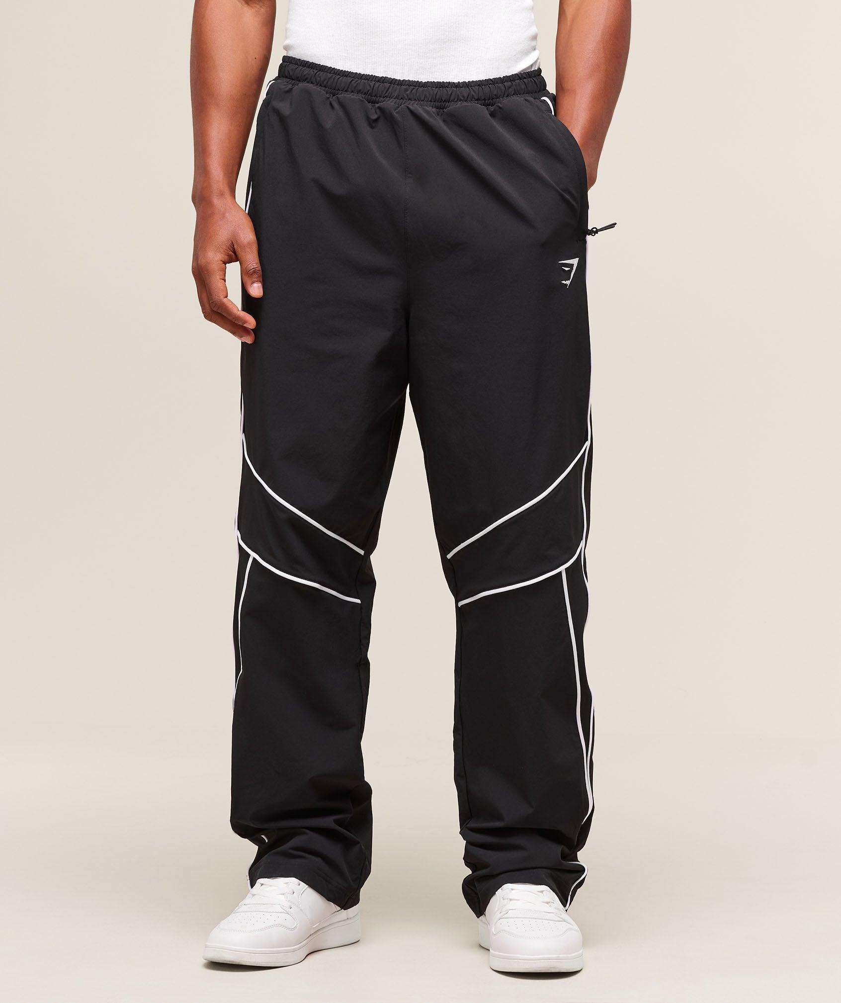 Gymshark Retro Crinkle Track Pants - Black Male Product Image