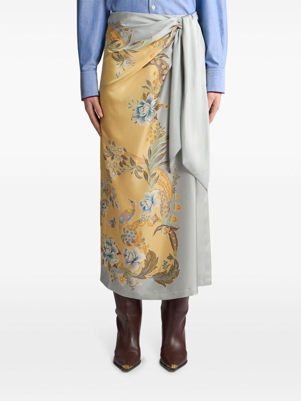 floral-print silk midi skirt Product Image