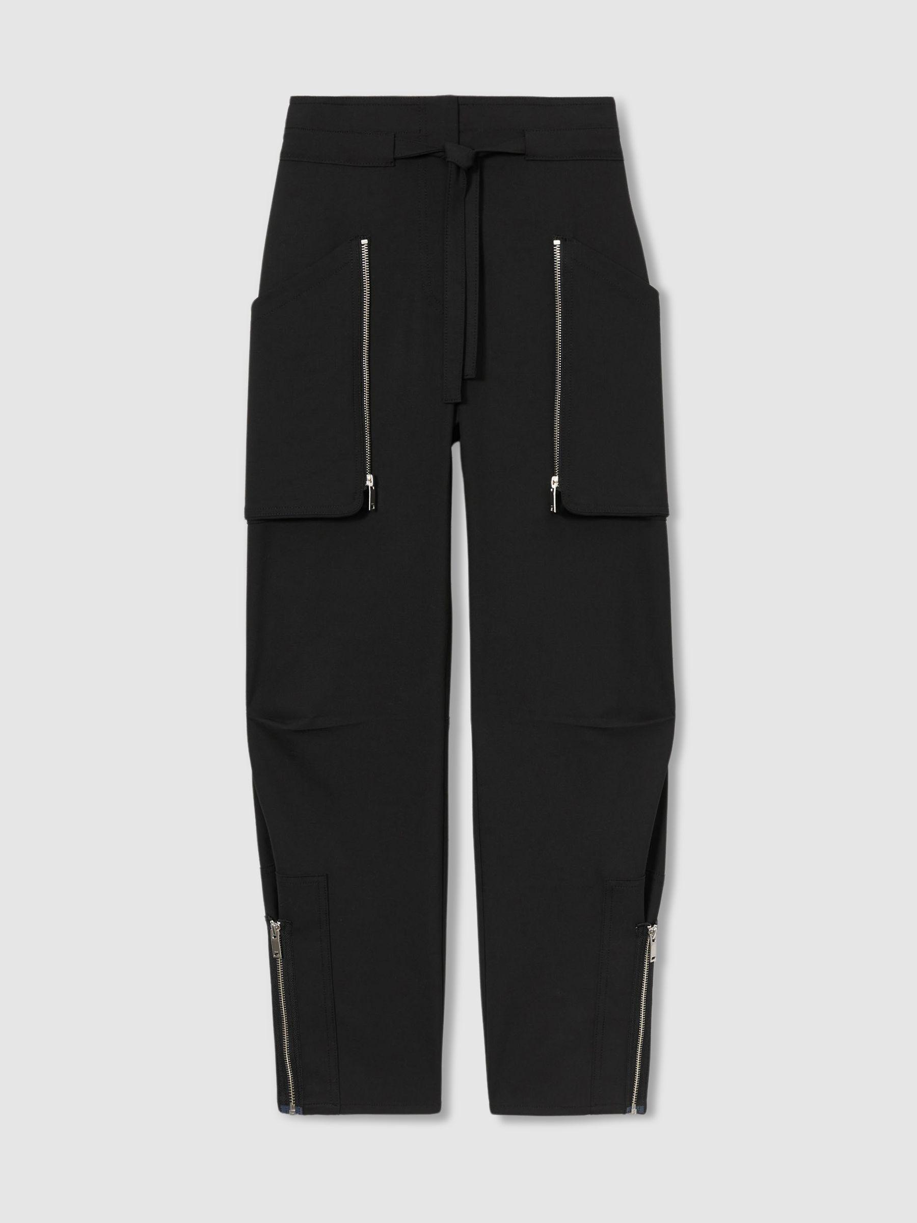 Atelier Zipped Crepe Trousers in Black Product Image